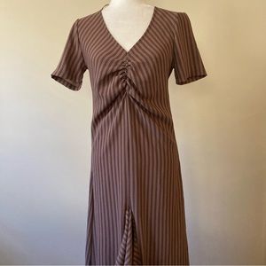 NWT Zara Striped Midi Dress Brown S